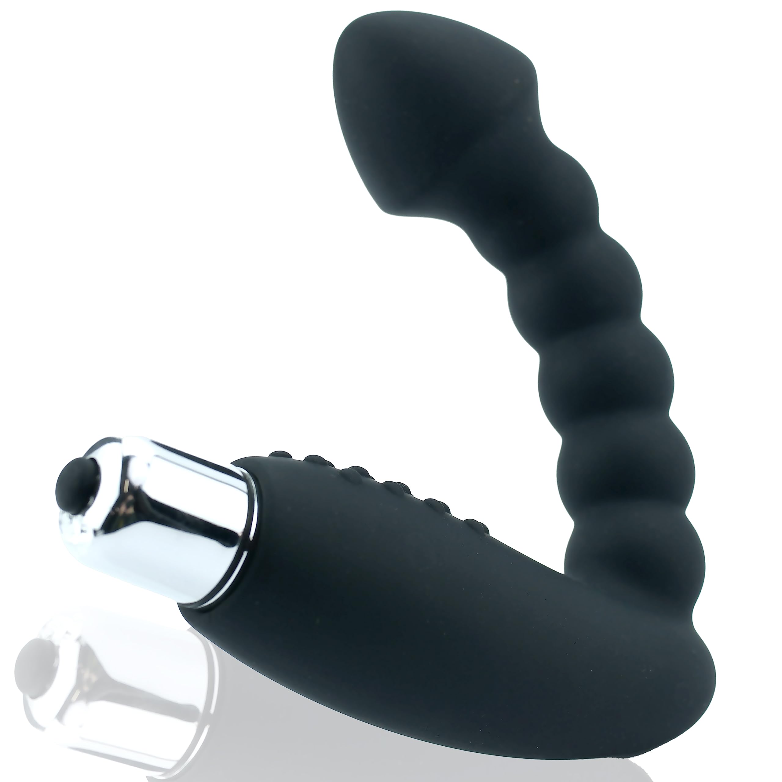 FOPS vibratore prostatico in silicone – tappo anale ergonomico con vibrazione – 22 cm di lunghezza totale, flessibile e sicuro – vibratore anale per uomini e coppie, nero A11-9