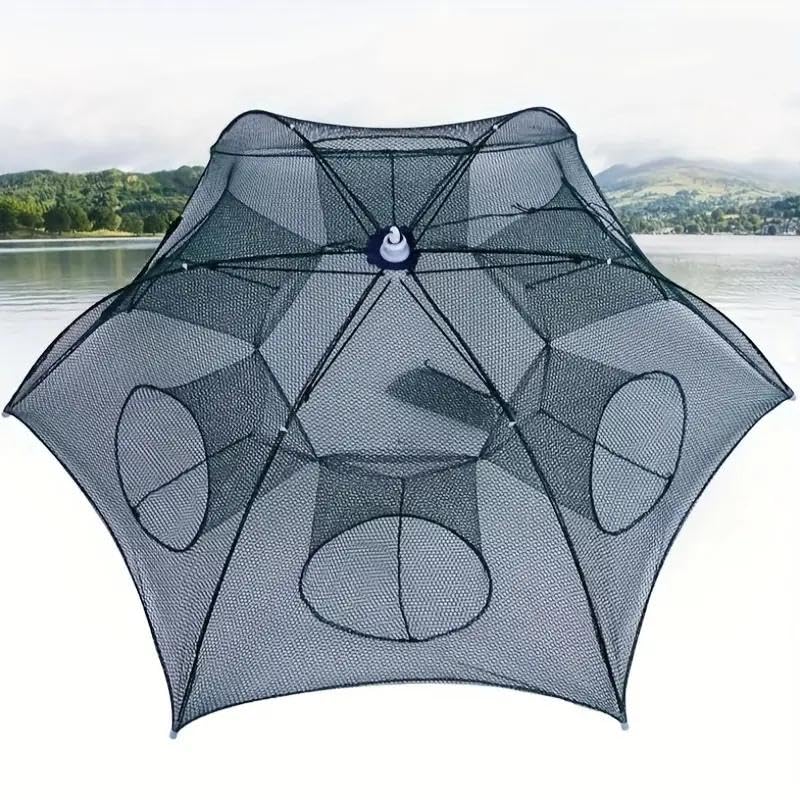 Umbrella Fishing Net 6 Pocket Fish Trap | 6mm Ultra-Fine Mesh | Foldable & Portable | Crab, Prawn & Small Fish Catching Trap | for Pond & River Fishing-picture-15