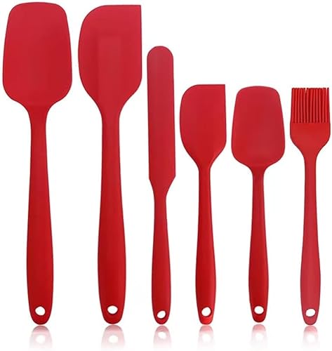 Juego de 6 espátulas de silicona resistentes al calor, espátulas de goma de grado alimenticio para utensilios de cocina antiadherentes para hornear