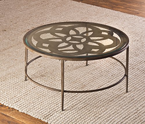Hillsdale Marsala Metal Coffee Table, Gray with Brown Rub