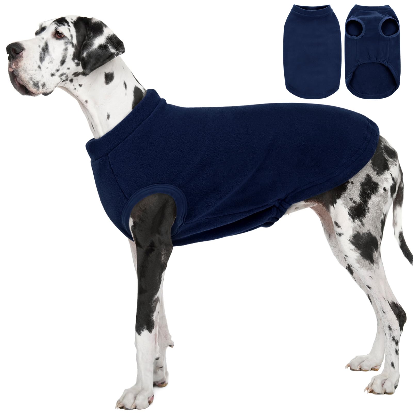 AOFITEE Fleece Hundepullover, Warmer Weihnachten Hunde Pullover Fleece Hundeweste für Große Hunde, Weicher Hundepulli Elastischer Fleecepullover Winter Hundemantel Pulli für Dobermann, Marineblau XXXL