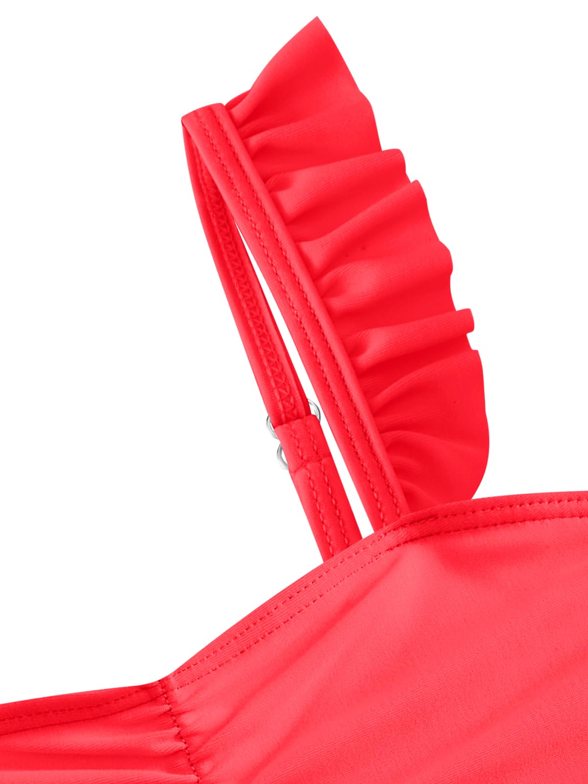 JiAmy Costume da bagno da bambina, 3 pezzi, con gonna, con volant, costume da bagno per bambini, spalline regolabili, fragola, sirena, anguria, ciambella, 4-8 anni