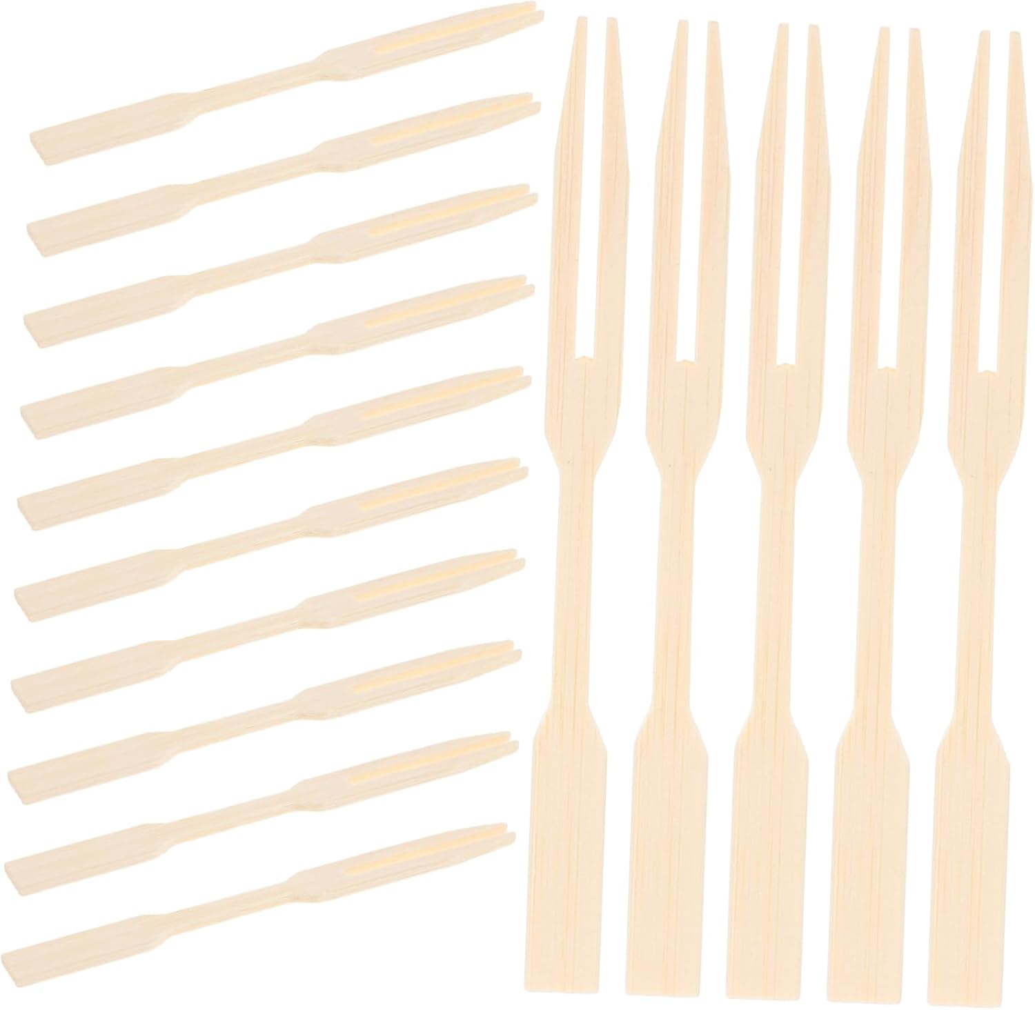 100pcs Wooden Fruit Forks Beige for Cakes and Fruits