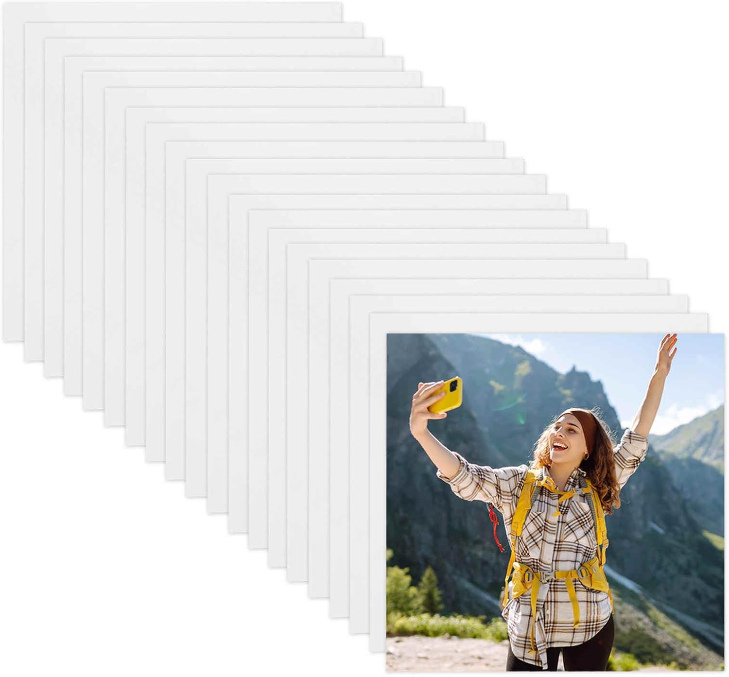 MECCANIXITY 20 PCS Sublimation Metal Photo Blanks 5.5"x5.5", 0.45mm(0.018") Aluminum Photo Sign Blanks Poster Frame for DIY Printing, Wall Decor, Bedroom Living Room