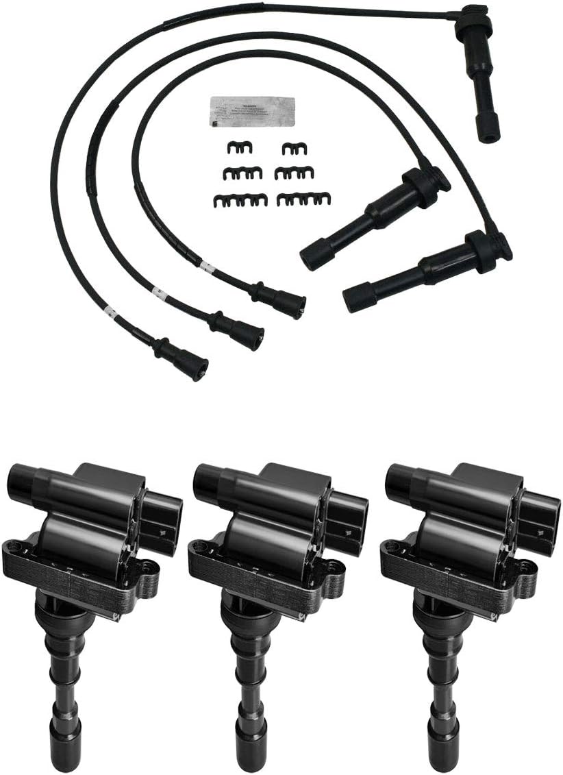 ENA Set of 3 Ignition Coil Pack and Wire Set Compatible with Kia Hyundai 2001 XG300, 2002 XG350, 2002 2003 2004 2005 Sedona 3.0L 3.5L Coils Replacement for C1353 UF432 2730030509 1756208
