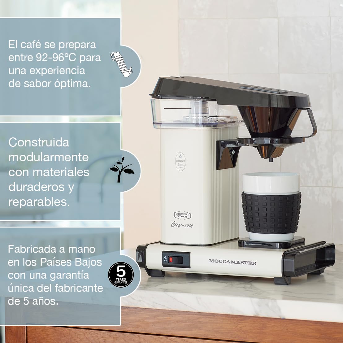 Moccamaster Cup-One, Cafetera de filtro, Taza de café, Off-White, 0.33L