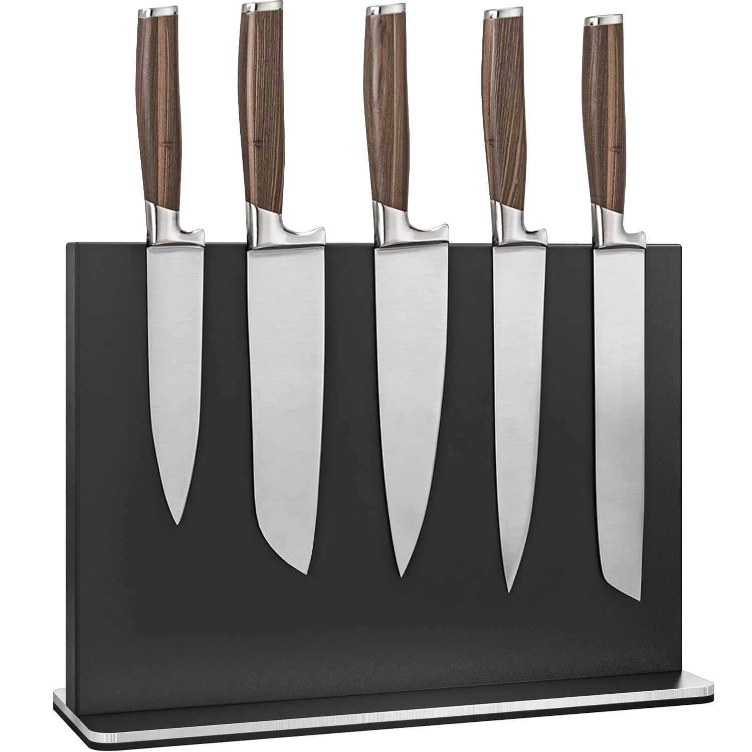 THMINS Black Magnetic Knife Block,No Drill Kitchen Organiser,Space Saving Knife Storage for Small Kitchens, Freestanding Double-Sided Magnetic Knife Rack