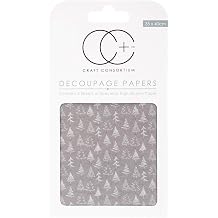 Craft Consortium Grey Trees-Decoupage Paper 3/Pk, Acrylic, Multicolour, 21.59x12.44x0.22 cm