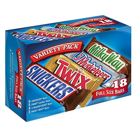 SNICKERS, TWIX, MILKY WAY & 3 MUSKETEERS Individually Wrapped Variety Pack Full Size Milk Chocolate Halloween Candy Bars Assortment, 33.31 oz, 18 Bars Bulk Candy Box