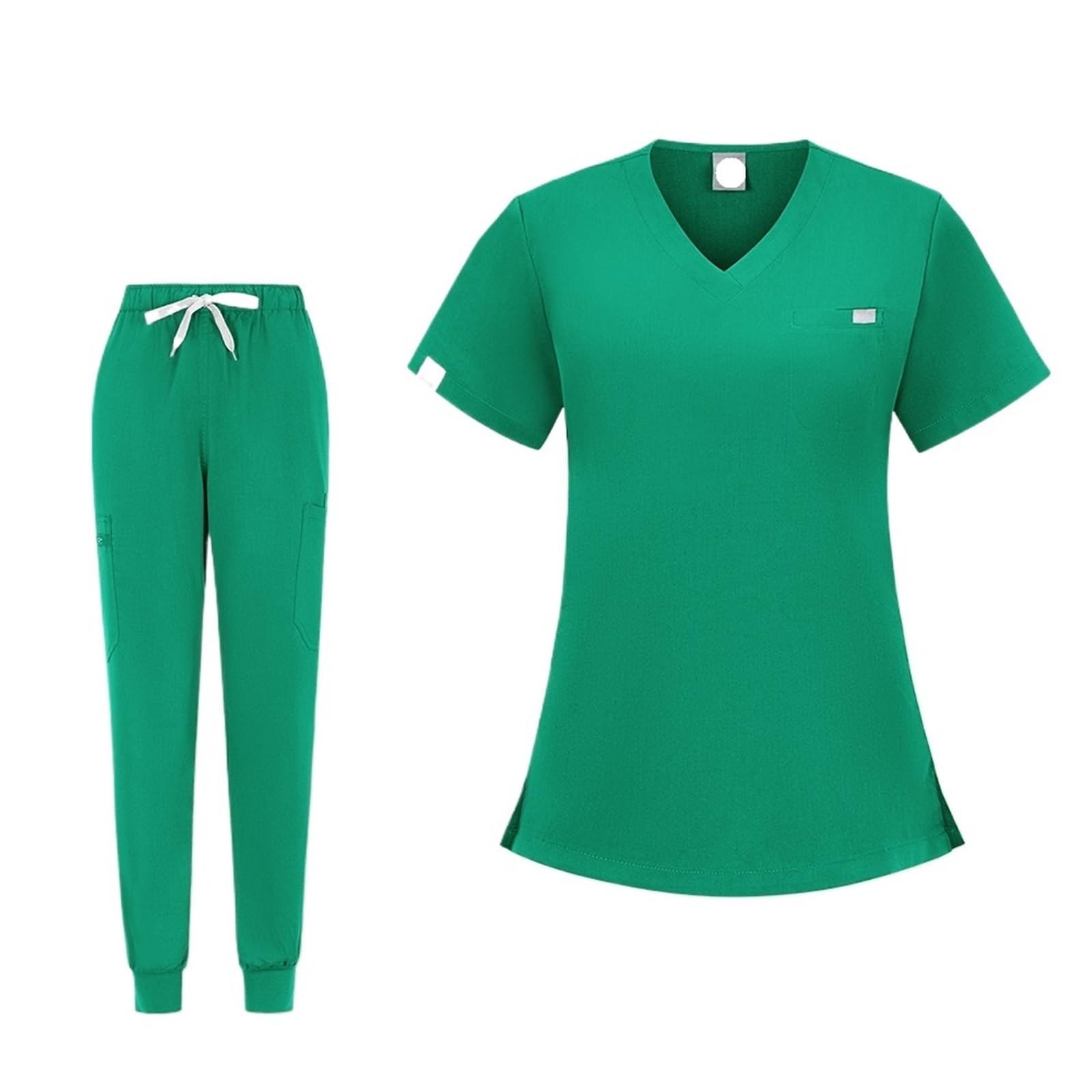 AHUFGN Nurse Scrubs Women Uniformes Medicos Dentist Nurse Work Clothes Women Medical Care Uniform Scrubs Uniforms Workwear Set(Green,L)
