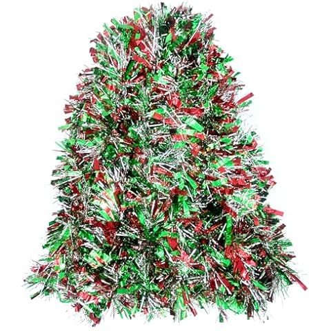 Apragaz Christmas Tinsel Garland - Red Green and Silver Tinsel Garland- 6m, Metallic Tinsel Twist Garland Christmas Decoration for Christmas Trees, Parties, Weddings, and DIY Crafts Cover
