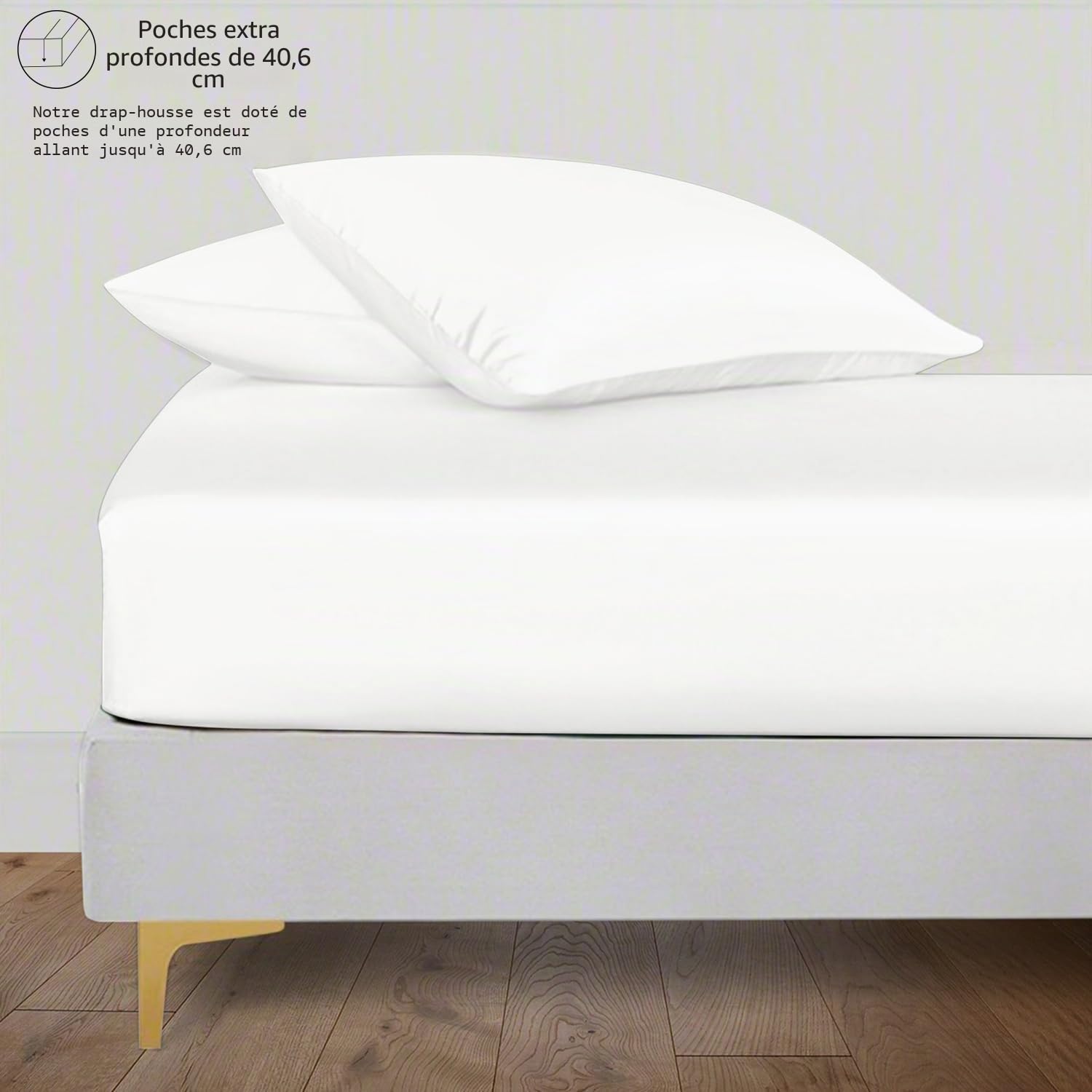 LINENWALAS Drap-housse 100 % lyocell Tencel - Taille double - 140 x 190 cm - Jusqu'à 40 cm de profondeur - Doux et rafraîchissant - Qualité hôtelière - Hypoallergénique (blanc)