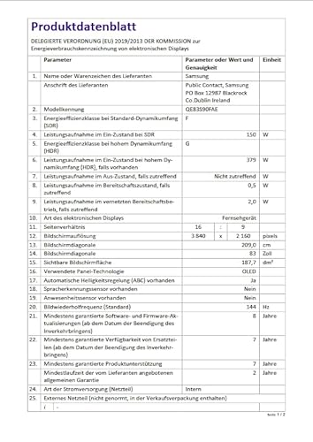 Samsung OLED 4K S90F 83 Zoll (211 cm), UHD Fernseher, NQ4 AI Gen3 Prozessor, OLED HDR+, 4K Upscaling Pro, Dolby Atmos, Gaming Hub, Motion Xcelerator 144Hz, Samsung Vision AI Smart TV, 83S90F