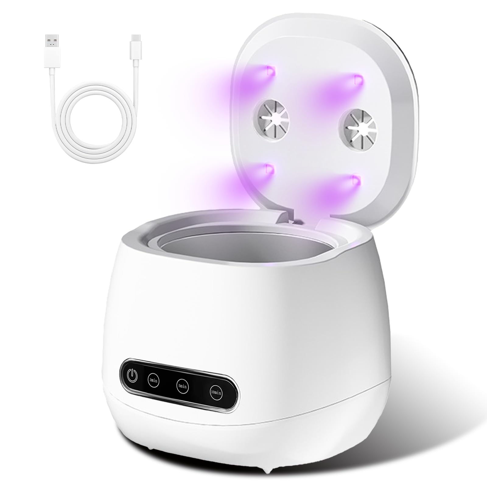 Appareil de nettoyage à ultrasons 48 000 Hz, nettoyeur à ultrasons avec lampe UV, bain à ultrasons, nettoyeur de gouttières, rainure intérieure en acier inoxydable pour prothèses dentaires, rétentions