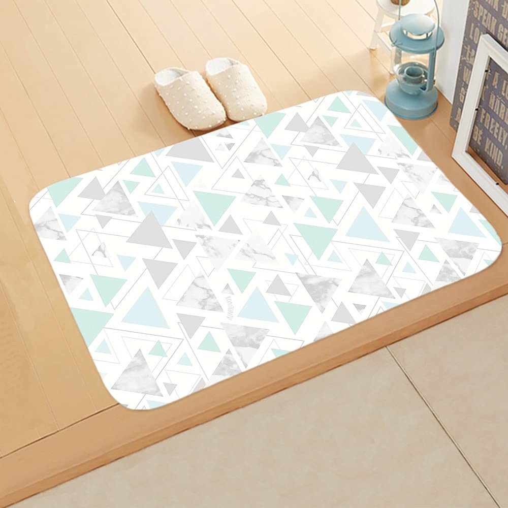 Tapis extérieur triangle vert bleu lavable et paillasson intérieur 80x120cm