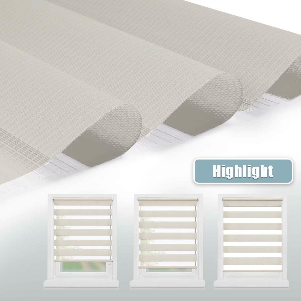 Doppelrollo Klemmfix ohne Bohren 120x170cm(BxH) Holzlook Buche,Rollo mit Lichtdurchlässig und Verdunkelnd/Höhe Stufenlos Verstellbar für Schlafzimmer,Badezimmer,Wohnzimmer Fenster und Tür