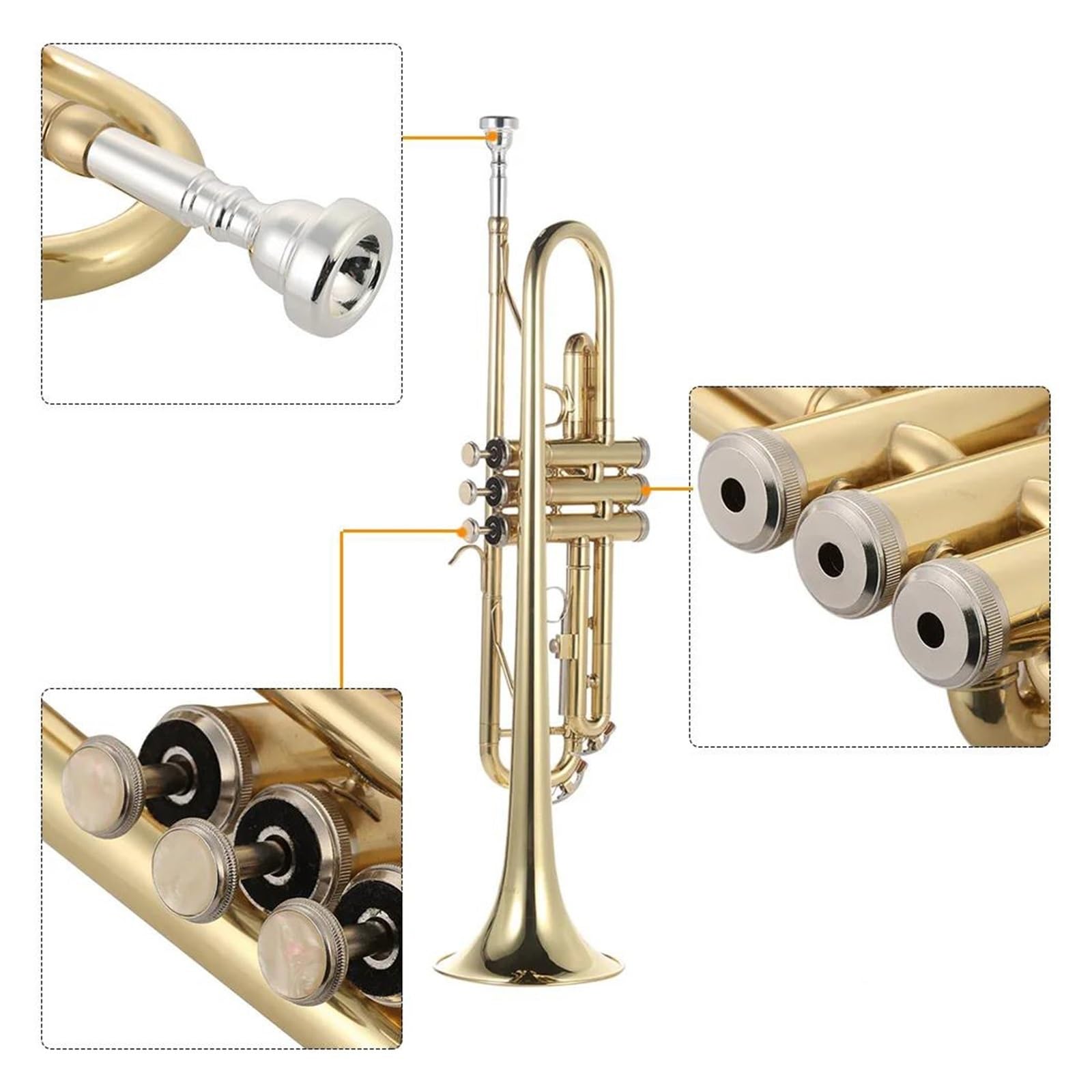 trąbka instrument Trąbka Bb pozłacany wykwintny i trwały instrument muzyczny z mosiądzu z paskiem na rękawiczki na ustnik