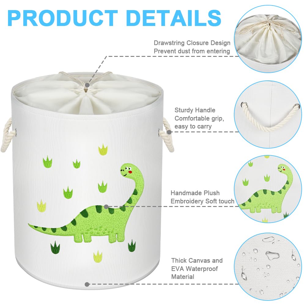 HOTUT Baby Laundry Basket,Kid Cotton Foldable Round Home Organizer Bin,Baby Laundry Hamper with handle,Toys Storage Bin for Kids Boys Girls Toys Room,Nursery,Home,Gift Basket,Bedroom,Clothes,Toys - Image 3