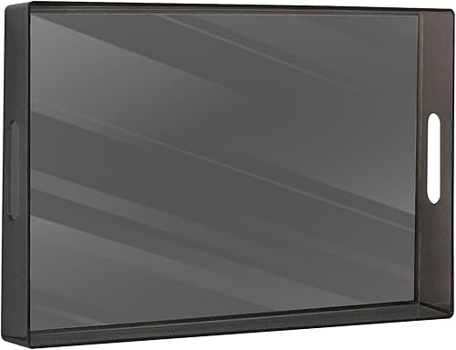 Miniatura 22 de MAONAME Bandeja transparente para servir con asas, bandeja transparente de plástico, bandeja decorativa rectangular para mesa auxiliar, otomana