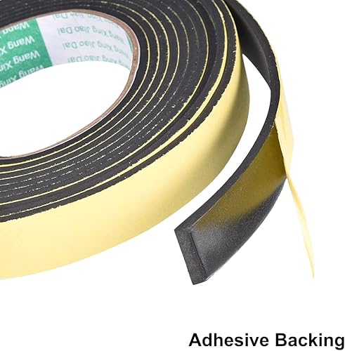 Miniatura 8 de uxcell Cinta de espuma de sellado de 0.315 in de ancho, 0.039 in de grosor, 16.4 pies de largo, tira autoadhesiva para aislamiento de puerta de