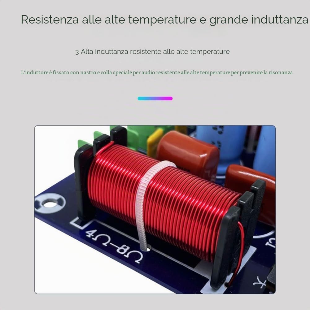 2 pezzi a 3 vie, 250 W, 850/5200 Hz, divisore di frequenza fai da te, circuito di filtraggio, bassi medi, HiFi, stereo audio, crossover durevole, 500701832