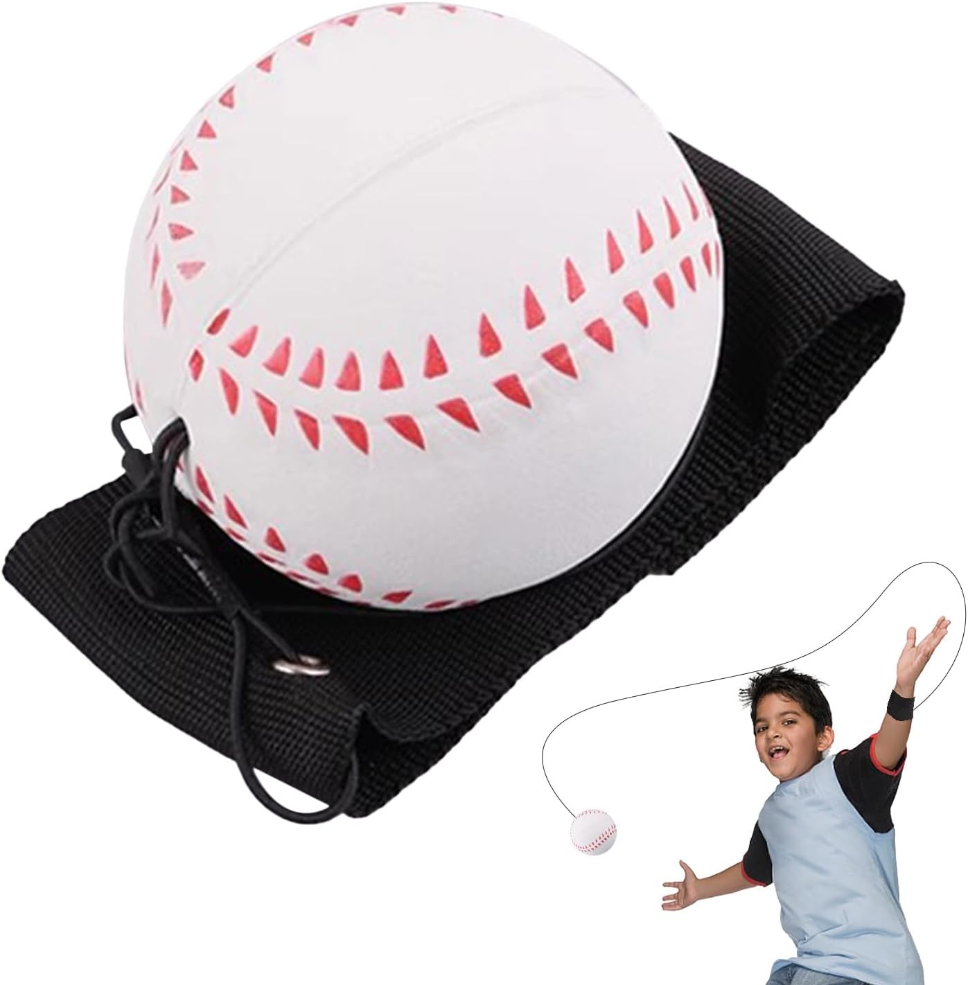 Wrist Return Ball Rubber Sport Ball with Wrist Strap and String | Rebound Ball Sports Bouncy Ball,Wrist Rebound Toy Elastic String Ball Wrist Toy for Teens Adults Wrist Exercise