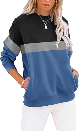 TICTICMIMI Womens Casual Crewneck Sweatshirts Cute Loose Fit with Pockets