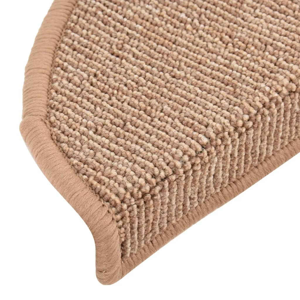vidaXL Tapis d'escalier 15 pièces 56 x 17 x 3 cm Marron Clair Demi-Rond