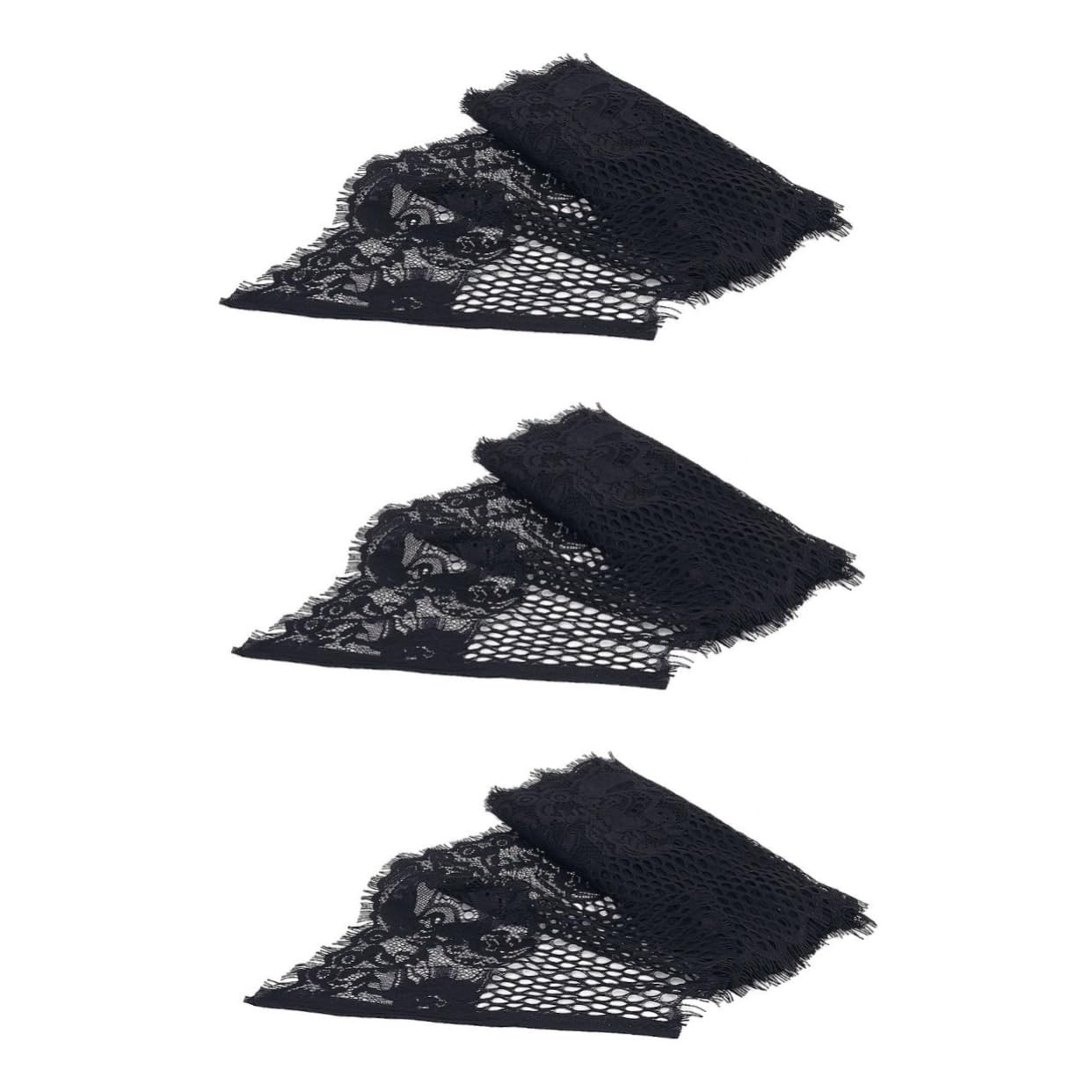 SHINEOFI 3piezas Encaje Negro De Yardas Ribete Floral Para Manualidades y Costura Para Ropa Disfraces y Cortinas De Material