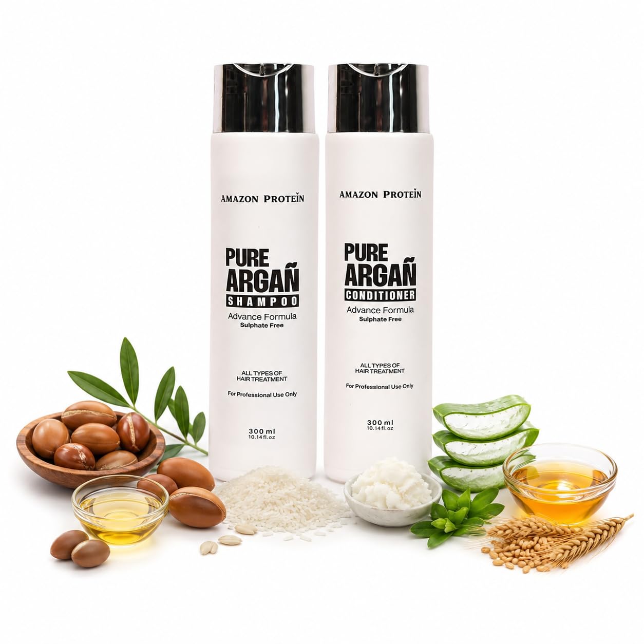 Amazon Protein Pure Argan Oil Shampoo & Conditioner Combo (300ml Each) | Sulphate Free Advanced Repair Formula | Deep Nourishing, Frizz Control & Hair Strengthening | Suitable for All Hair Types | Salon & Professional Use-image-46