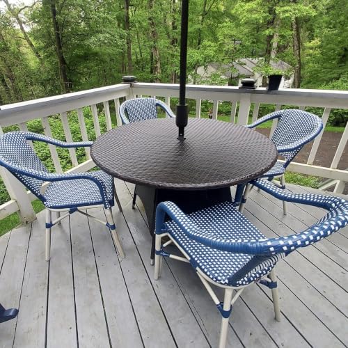 Image of PURPLE LEAF French Wicker Bistro Chairs Set of 2, White Finish, Deep Blue