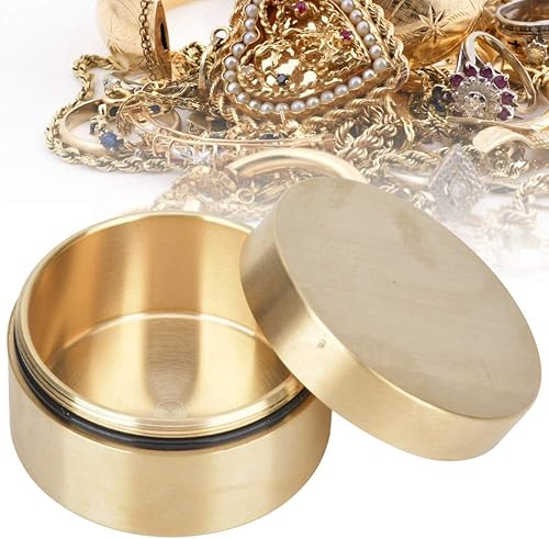 Miniatura 9 de Alvinlite Pastillero diario portátil, pastillero pequeño redondo de latón, organizador de píldoras de joyería de metal impermeable, contenedor para