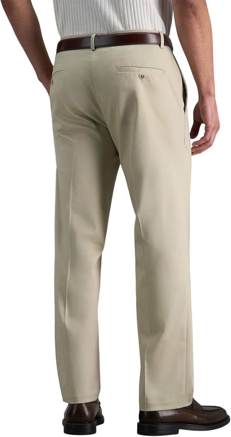 Haggar Mens Premium No Iron Khaki Straight Fit Flat Front Casual Pant - Image 2