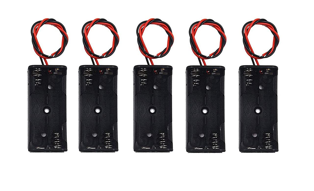 ERH India (5 Pcs) Battery Holder for 2 AA Batteries Cell 2 X 1.5V DC AA