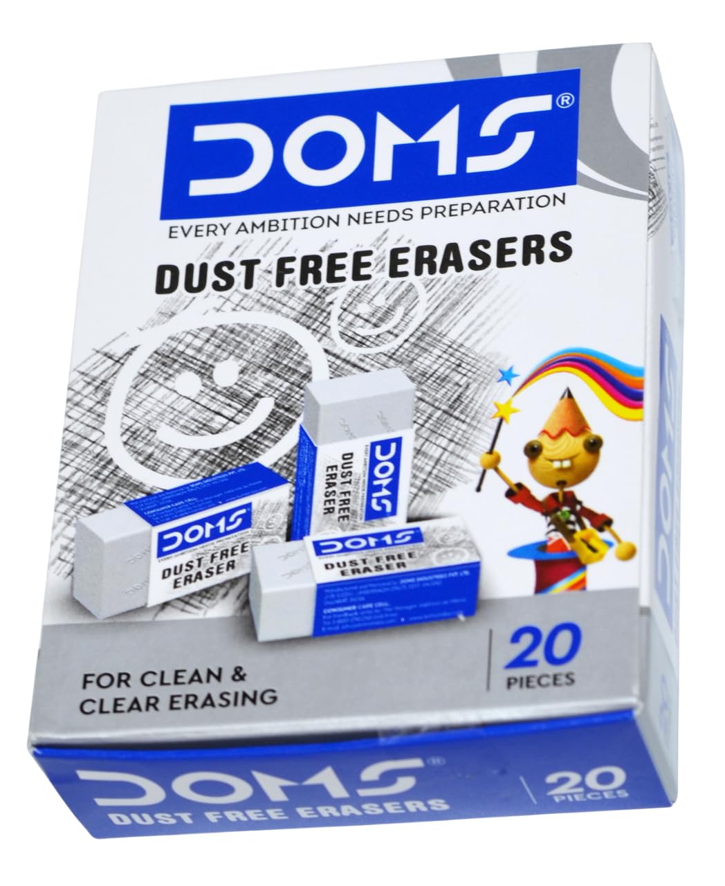 DOMS Eraser Pack - Blue (20 Count) -2 DOMS Eraser Pack - Blue (20 Count) -2