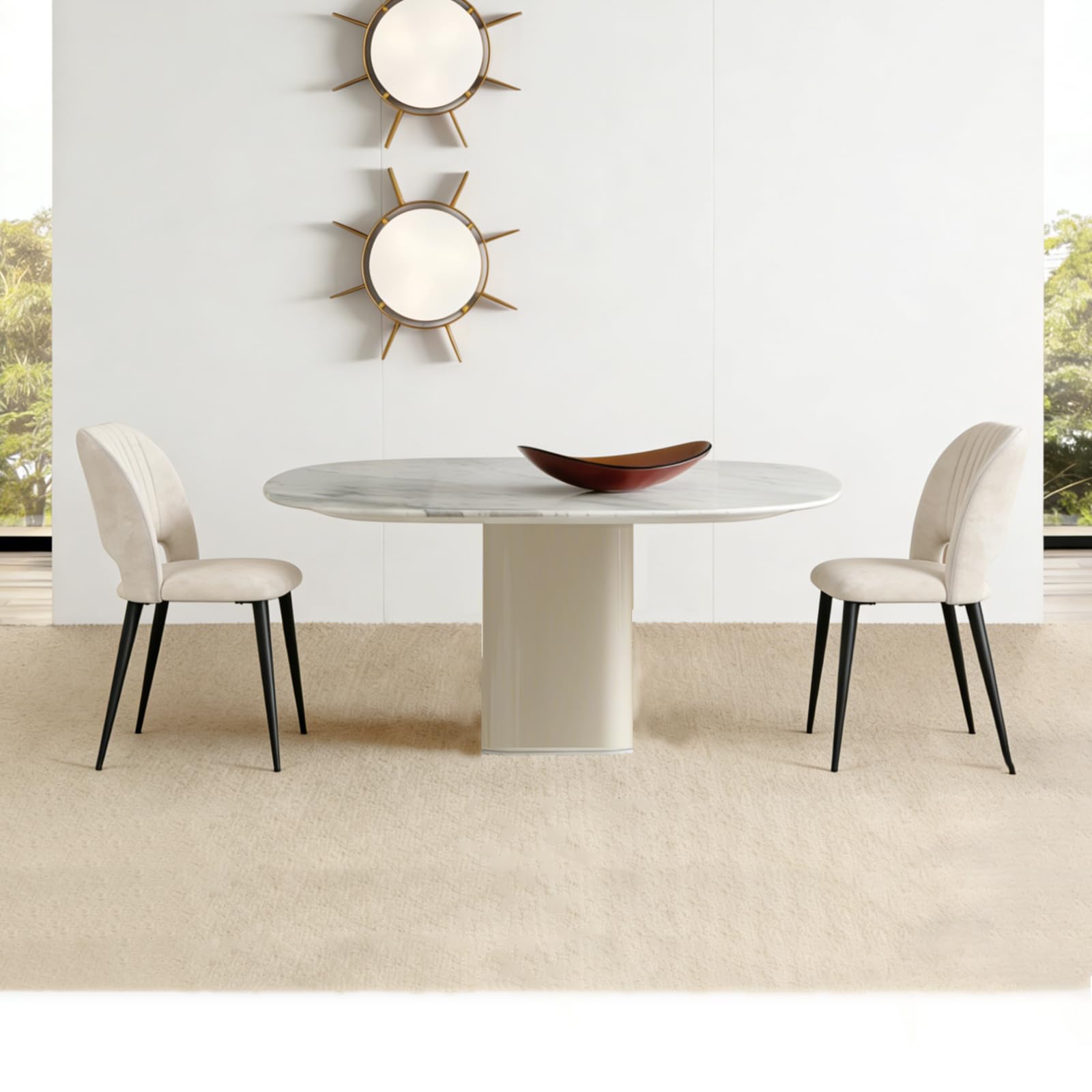 Set di 6 Sedia da Pranzo in Velluto Sedie da Cucina Sedie imbottite con schienale gambe in metallo per Sala da pranzo, Soggiorno Cucina Beige