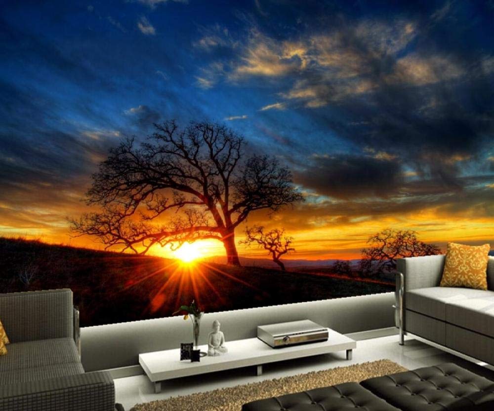 Custom 3D Wall Murals,Wallpaper Sunrises And Sunsets Trees Nature Wallpaper,Living Room Sofa Tv Wall Bedroom Wallpaper,250 * 175Cm