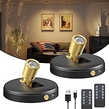 Spot Lights Indoor Led Spotlight: Rechargeable Battery Wireless Up Lights Indoor - Plants Tree Artwork Portrait Picture Display Accent Lighting for Home Decorators Homeowners Art Collectors(2 Pack)