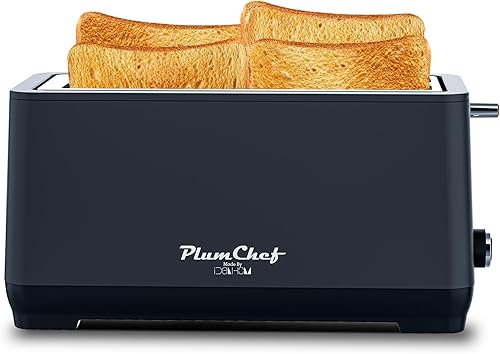 Miniatura 2 de Tostadora de 4 rebanadas, tostadora de ranura larga extra ancha con estante de calentamiento, bandeja extraíble para migas, 6 ajustes de tostado,