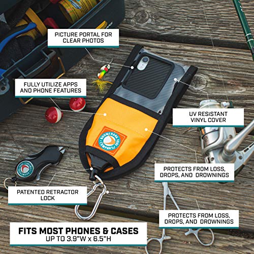Boomerang Tool Company Procase Touch Protective Uv Resistant Vinyl Fishing Universal Smartphone Case with 4 Foot Long Lockable Retractable Tether, 8oz Retraction Force, High Visibility Orange2