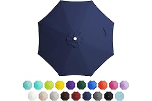 JEAREY Replacement Umbrella Canopy for 9 ft Patio or Table Umbrellas