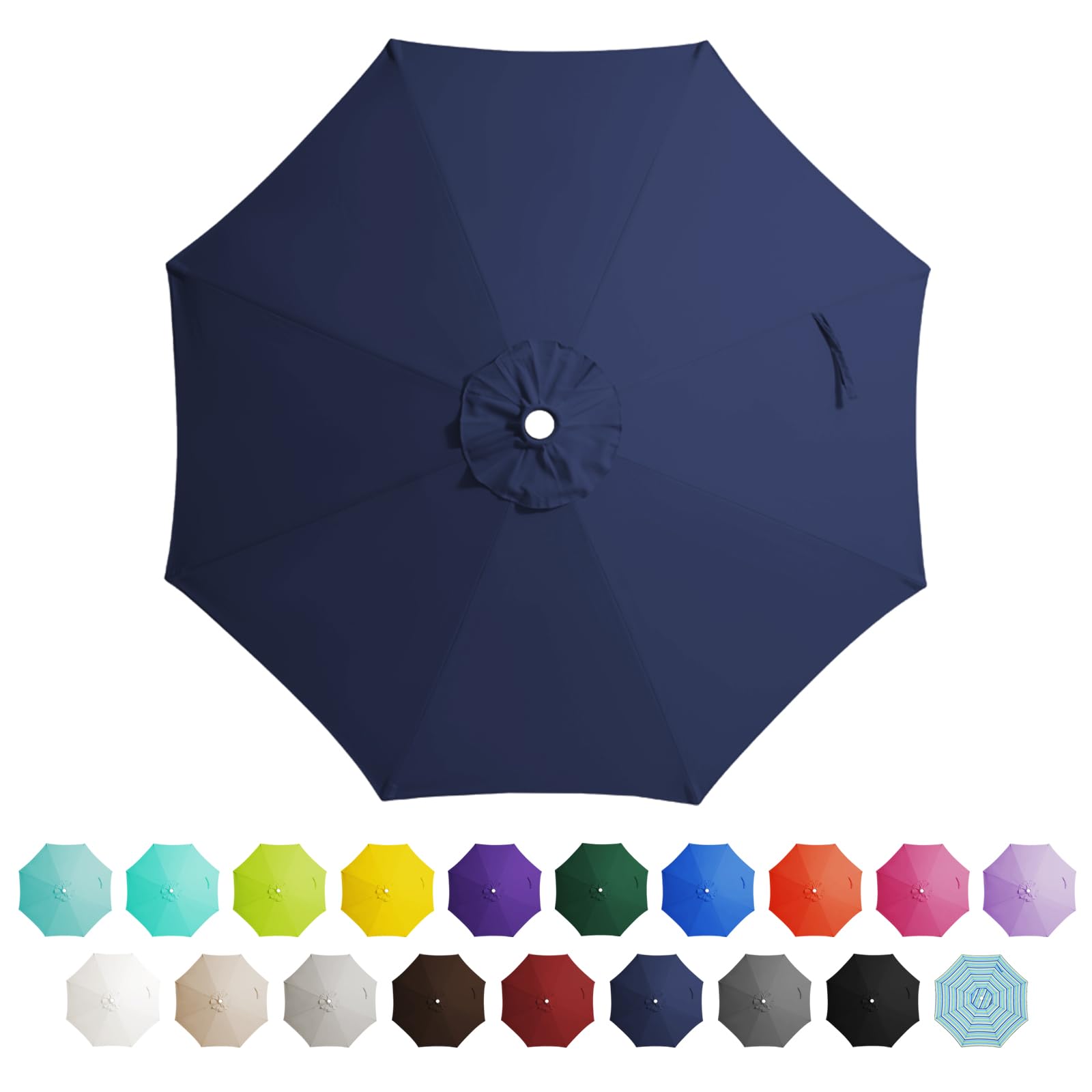 JEAREY 9 ft Patio Umbrella Replacement Canopy for 8 Ribs, Table Market Yard Umbrella Replacement Top Cover with 8 Ribs (Canopy Only)