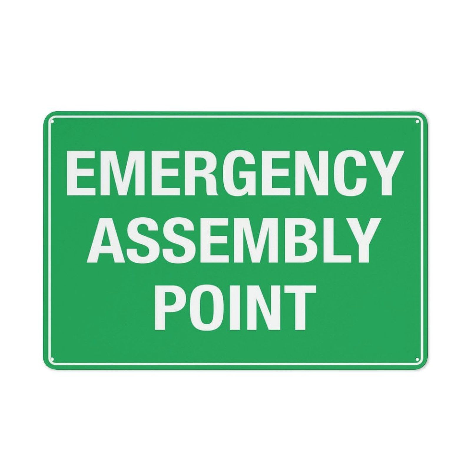 peiyeety Emergency Assembly Point Sign 12X8 Inches Metal Aluminum Signs, Weather Resistant, Weatherproof, Indoor Or Outdoor