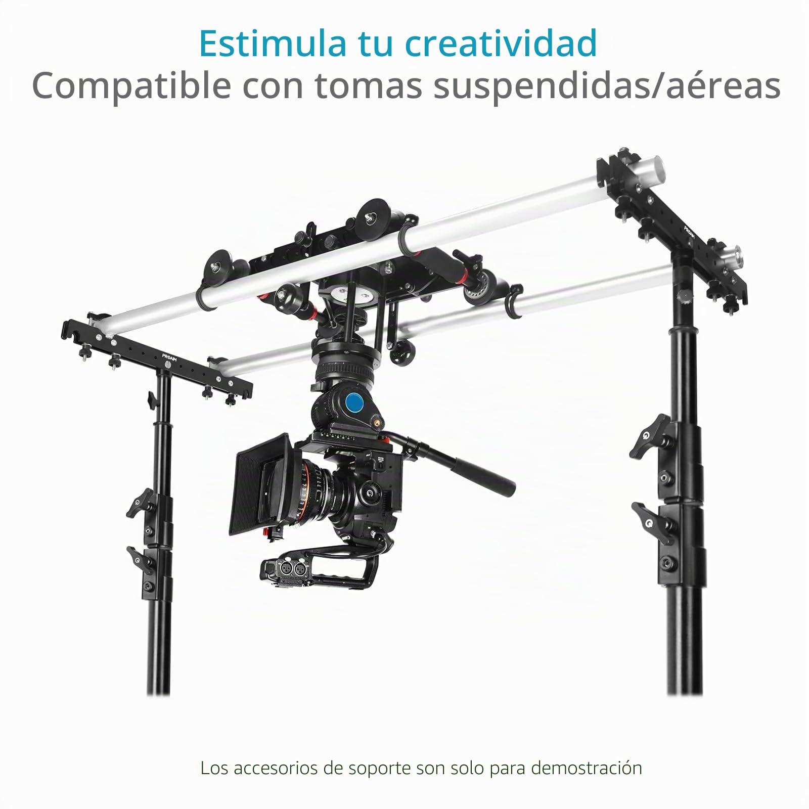 Proaim Fusion Slider Dolly con topes para Cine y vídeo | Funciona sobre raíles y superficies lisas, soporta hasta 45,3 kg y ofrece movimientos suaves de cámara.