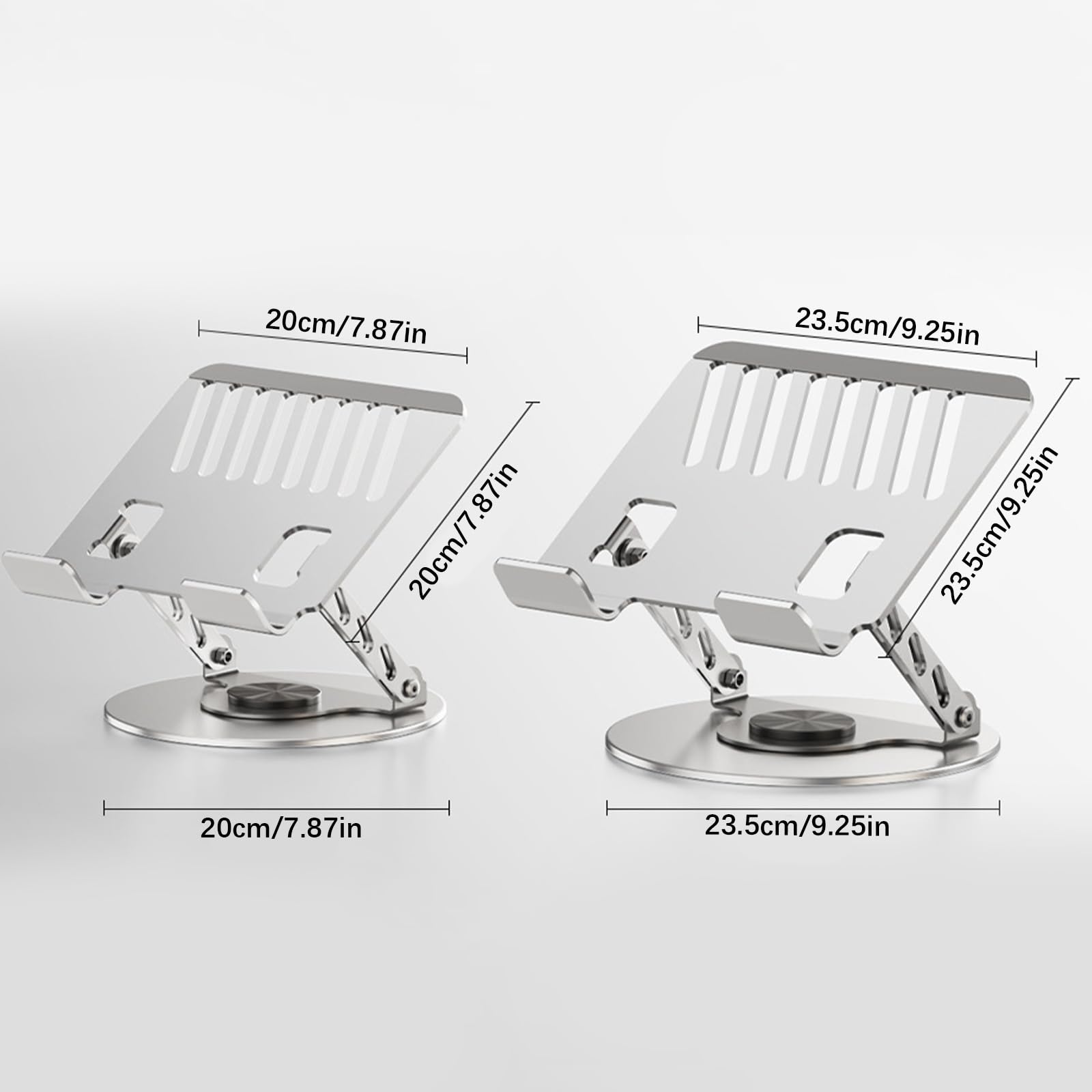 Supporto per laptop salvaspazio con rotazione a 360° Struttura pieghevole in acciaio carbonio Piattaforma raffreddamento desktop regolabile a due assi Supporto per laptop desktop portatile