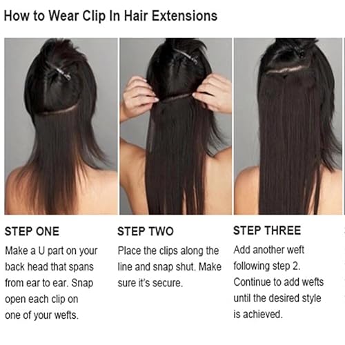 Miniatura 4 de iLUU Extensiones de cabello sintético con clip, de 24 pulgadas, 1 unidad, 3.53 oz de cabeza completa, lacio, largo, resistente al calor, color