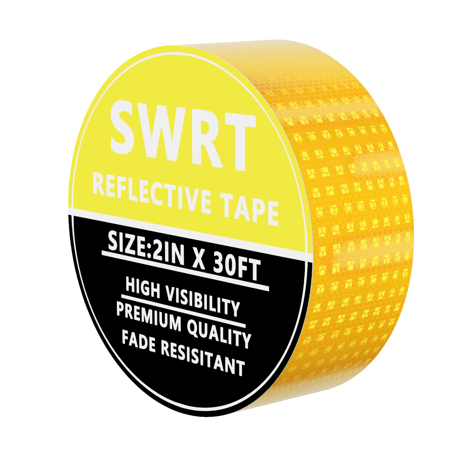 SWRT Reflective Tape 2 Inch x 30 Feet DOT-C2 Shining Star Fade Resistant Yellow Reflective Tape Outdoor Waterproof Strong Adhesive Safety Warning Tape Reflector Conspicuity Tape for Trailer Truck Bike