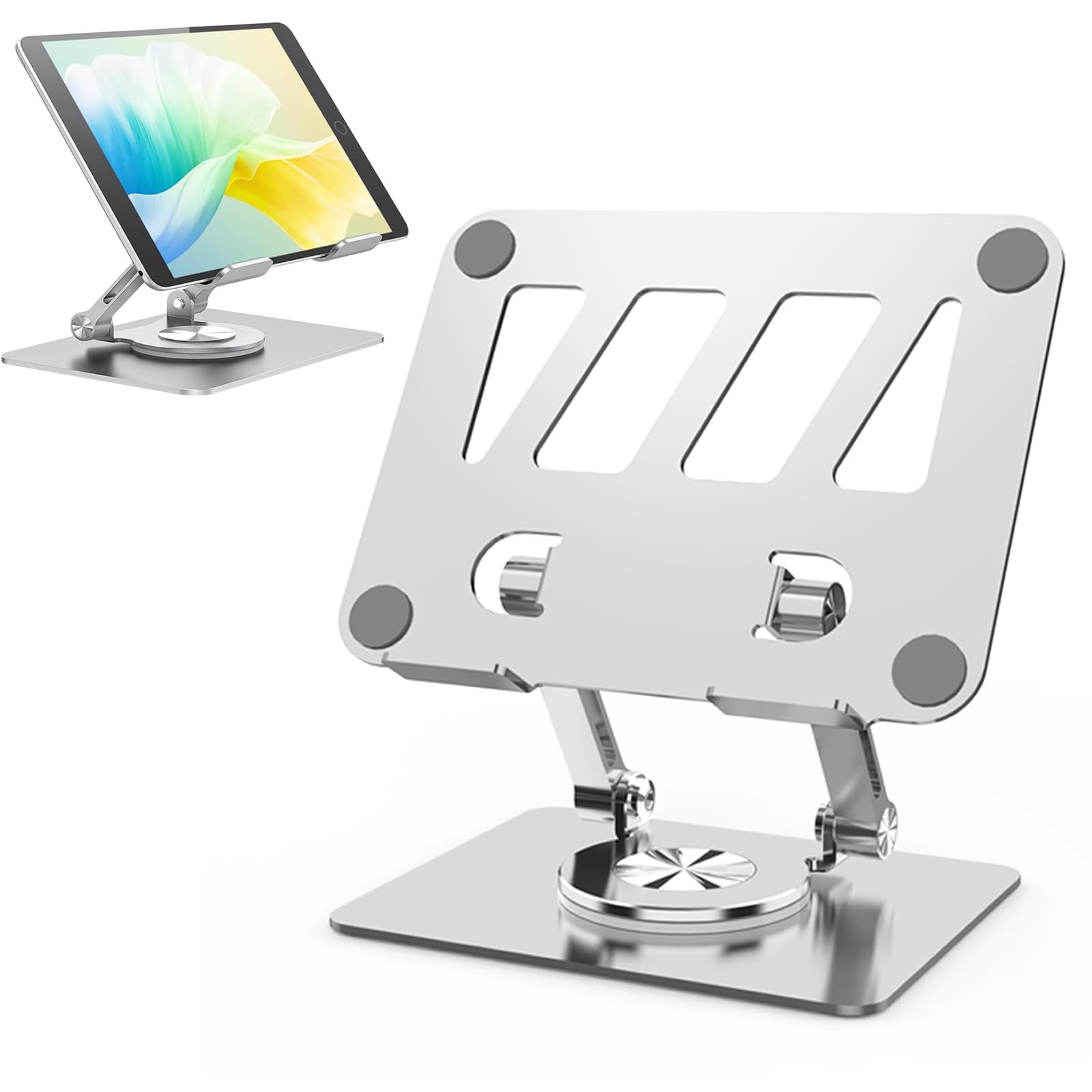 Tablet-Ständer Von RooxiLoo – 360° Drehbar & Neigbar, Faltbar – Für IPad, Samsung Tab, IPhone & Mehr – Silber