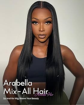 BELLA シュシュ　ブラック　large Amazon.com : Arabella Zipper Human Hair Wig 6x6 Glueless