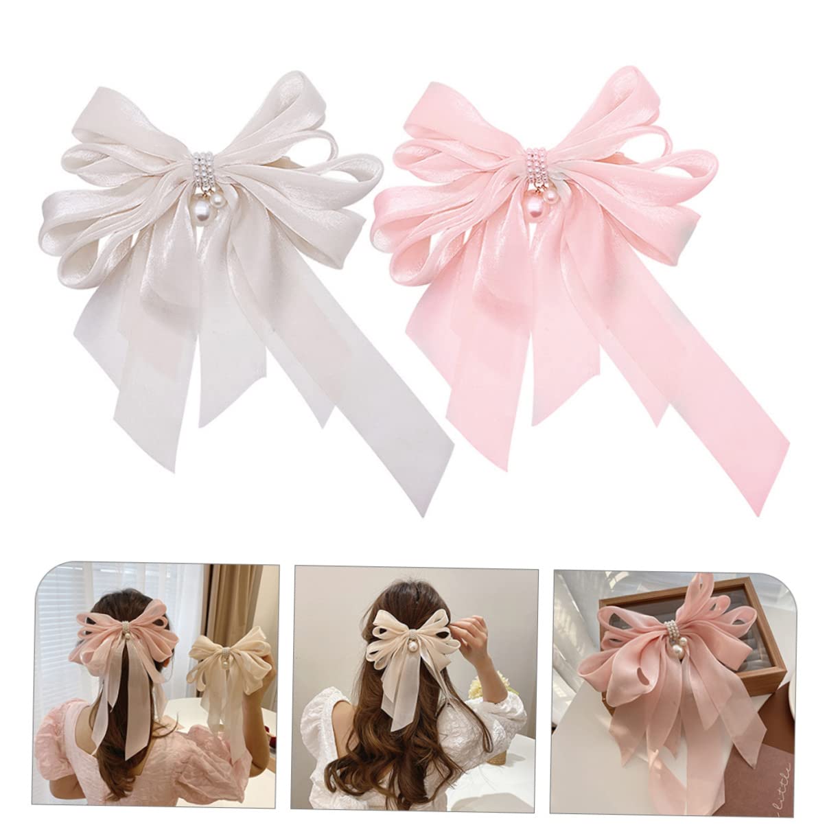 ABOOFAN 10stücke Große Haarspangen Mit Perlen Und Schleifen Für Damen Elegante Haarklammern Für Alltag Und Besondere Anlässe Für Reisen Schule Und Büro